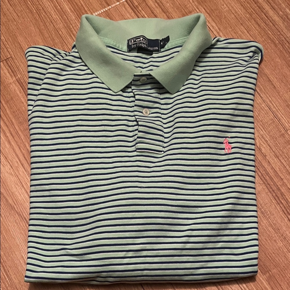 Polo by Ralph Lauren Mint and Navy Striped Shirt, Men’s Size XXL - Beautiful!!